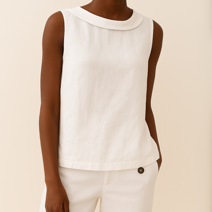 Sleeveless Roll Collar Top | Relaxed Summer Top