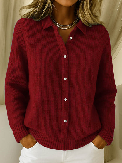 Sweater | Collared Button-Front Knit Jumper