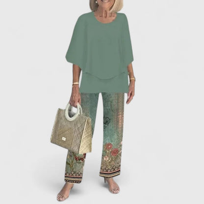 Two-Piece Set | Sophisticated Linen Top & Trousers