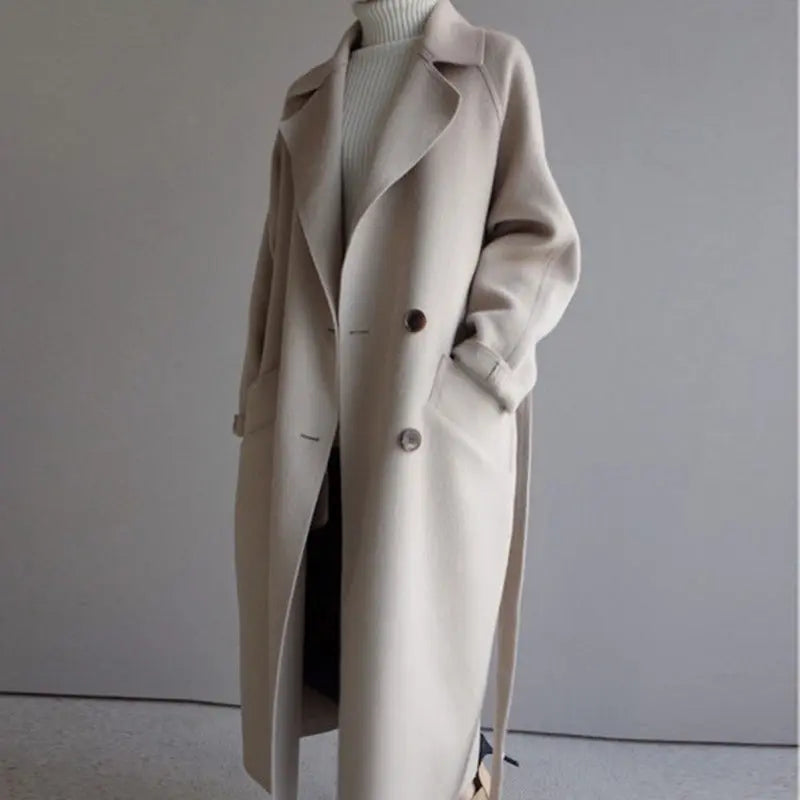 Women's long classic wool winter coat