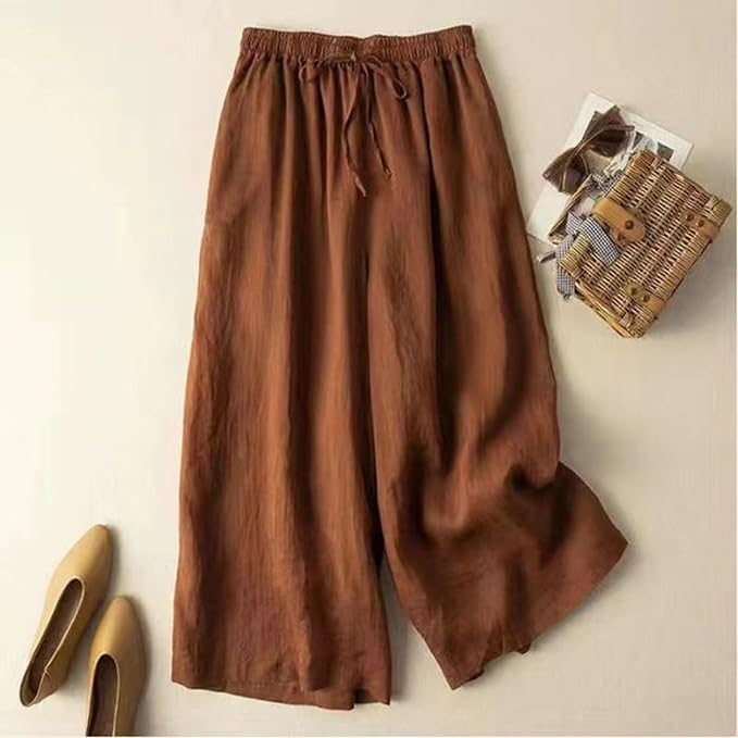 Linen Trousers | Elegant Loose Straight-Leg Pants