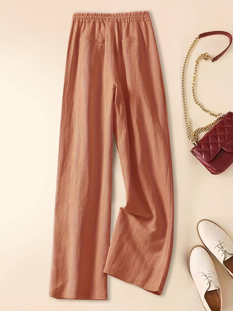 Cotton Drawstring Trousers | Relaxed Wide Pants