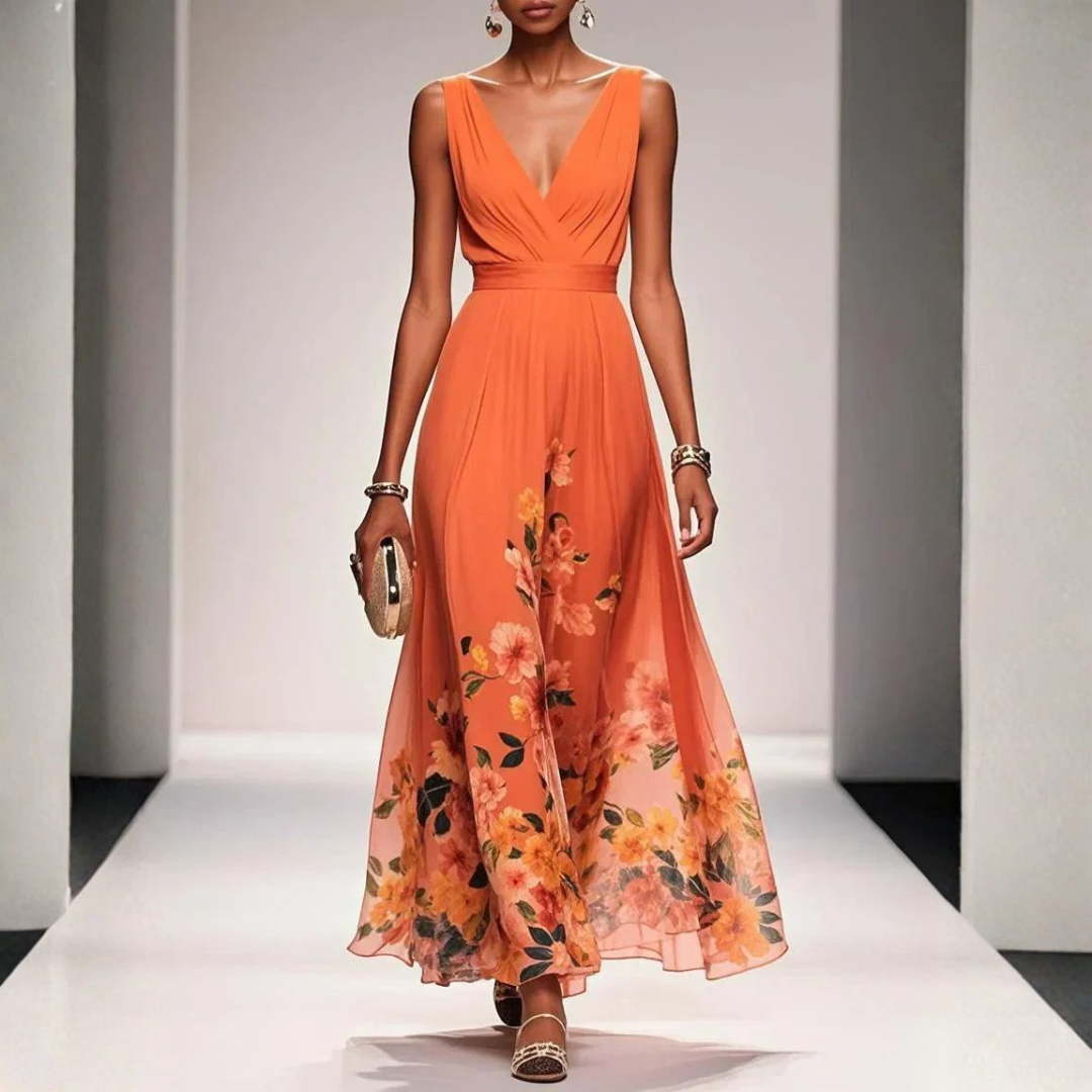 Maxi Dress | Floral V-Neck Wedding Guest Dress