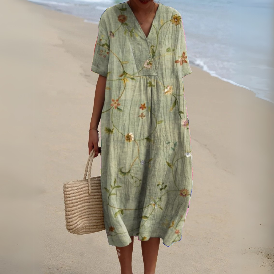 Summer Dress | Floral V-Neck Flowing Dress