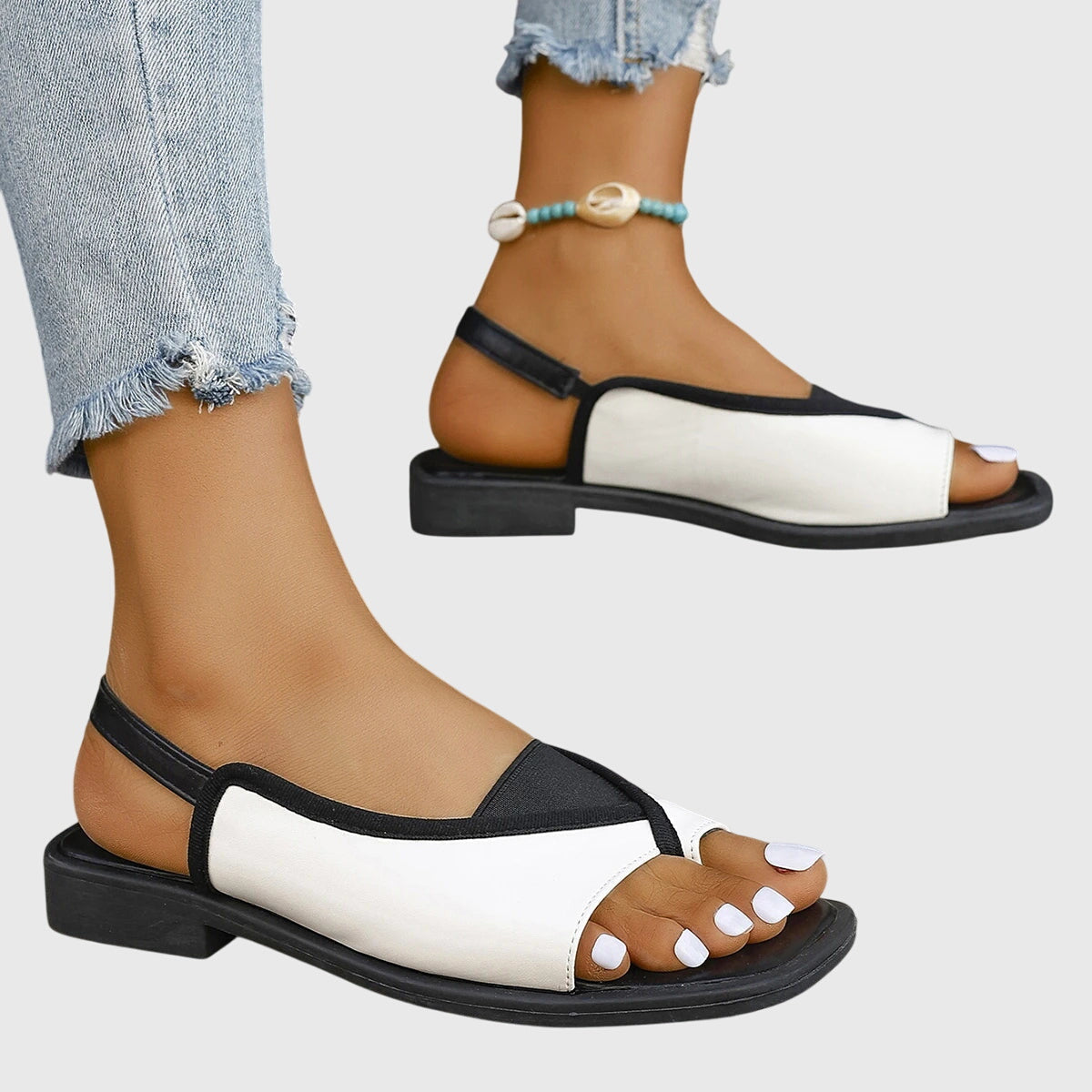 Women's Sandals | Square-Toe Slip-On Flat Sandals