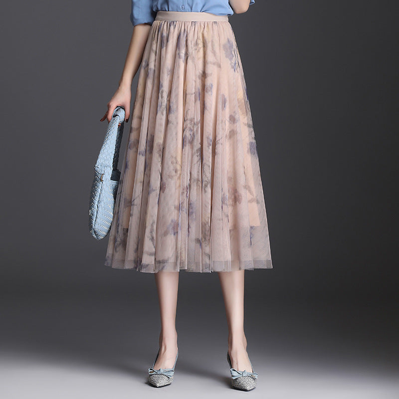 Women's Skirt | Pleated Mesh Midi Skirt