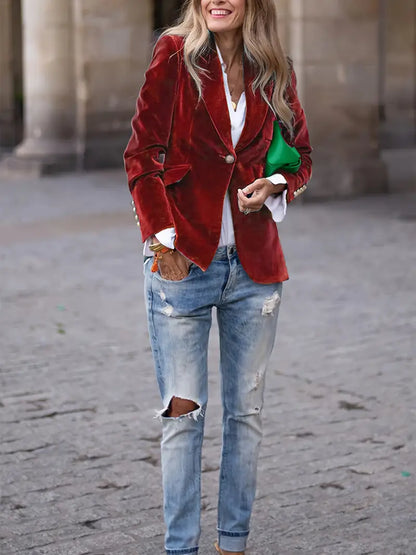 Blazer | Notched Lapel Single-Button Blazer