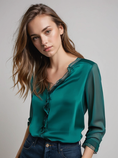 Women's Blouse | Tailored Stretch Long-Sleeve Blouse