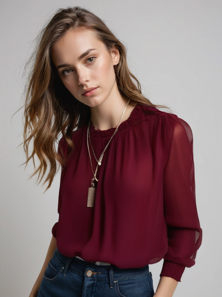 Women's Blouse | Tailored Stretch Long-Sleeve Blouse