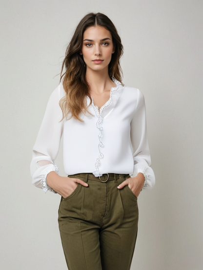 Women's Blouse | Tailored Stretch Long-Sleeve Blouse