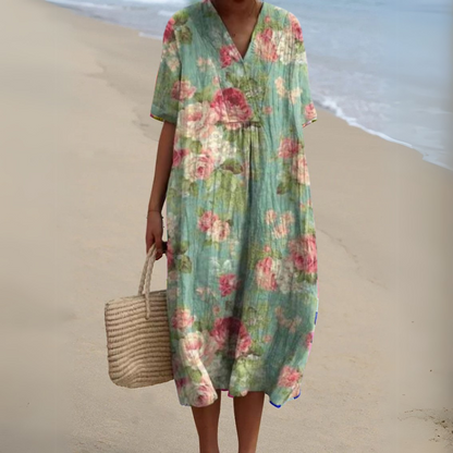 Summer Dress | Floral V-Neck Flowing Dress
