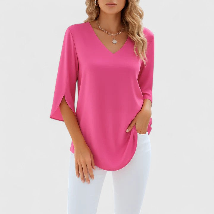 Blouse | V-Neck Split-Sleeve Summer Blouse