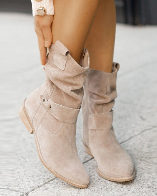 Women's orthopedic suede low-heel ankle boots