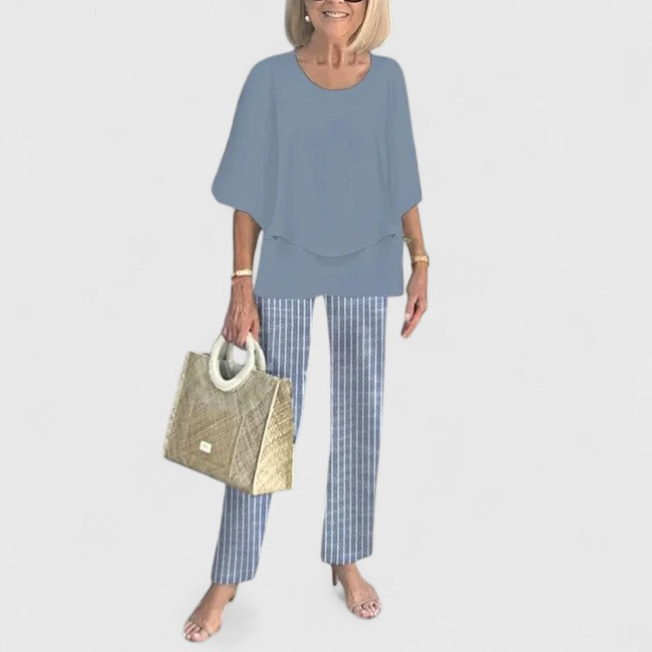 Two-Piece Set | Sophisticated Linen Top & Trousers