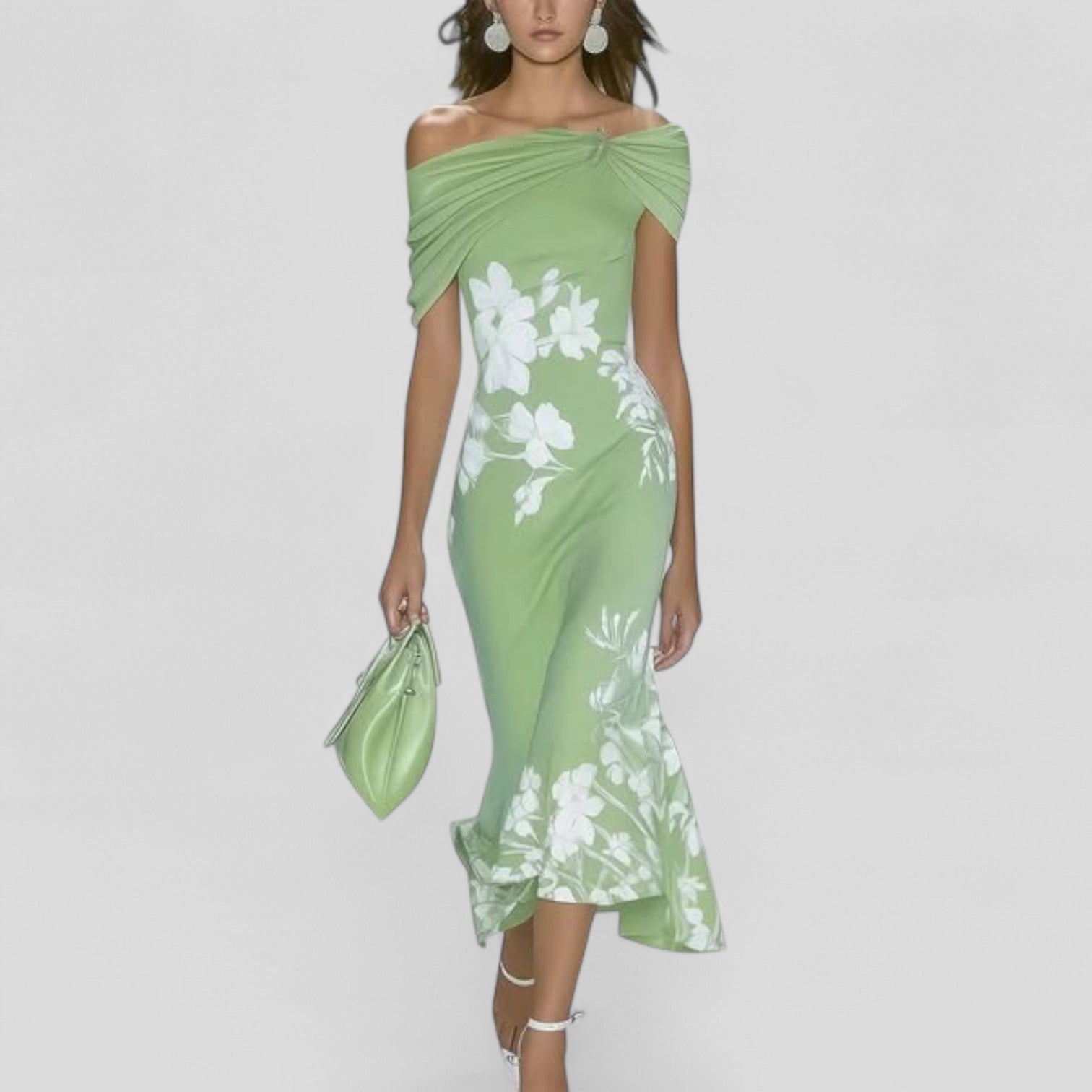 Women's statement print relaxed linen midi dress