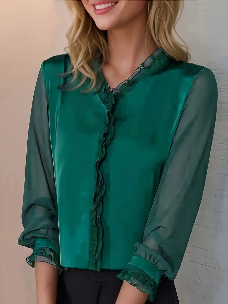 Women's Blouse | Tailored Stretch Long-Sleeve Blouse