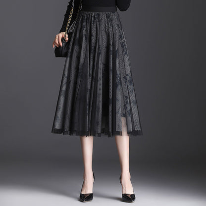 Women's Skirt | Pleated Mesh Midi Skirt