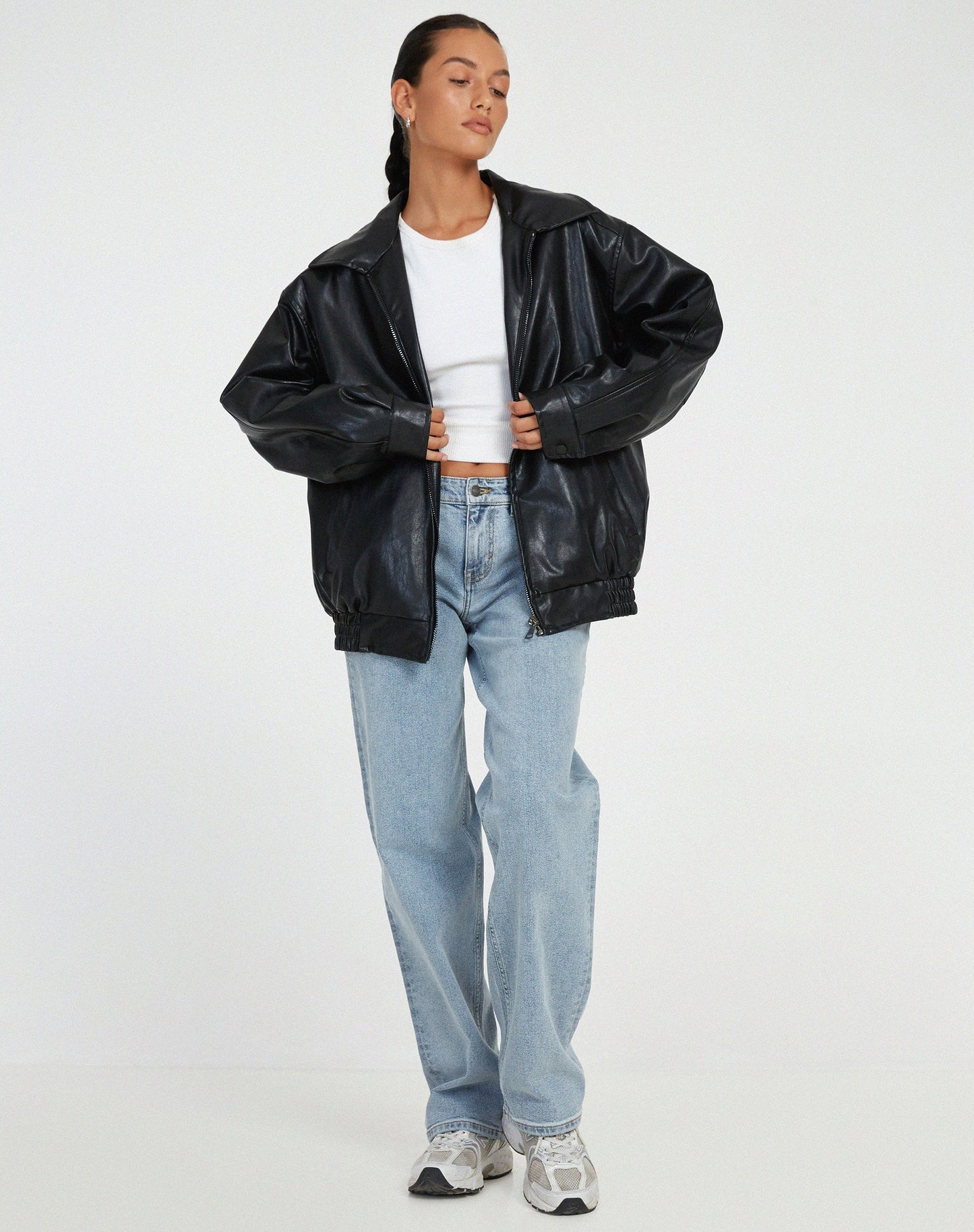 Faux Leather Jacket | Oversized PU Biker Jacket
