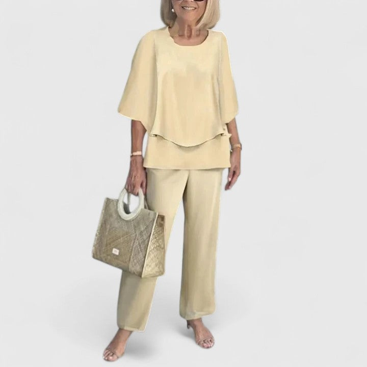 Two-Piece Set | Sophisticated Linen Top & Trousers