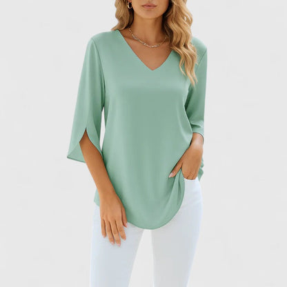 Blouse | V-Neck Split-Sleeve Summer Blouse