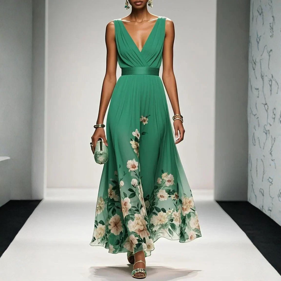 Maxi Dress | Floral V-Neck Wedding Guest Dress