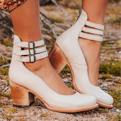 Orthopedic Ankle Boots | Strappy Block Heel Boots