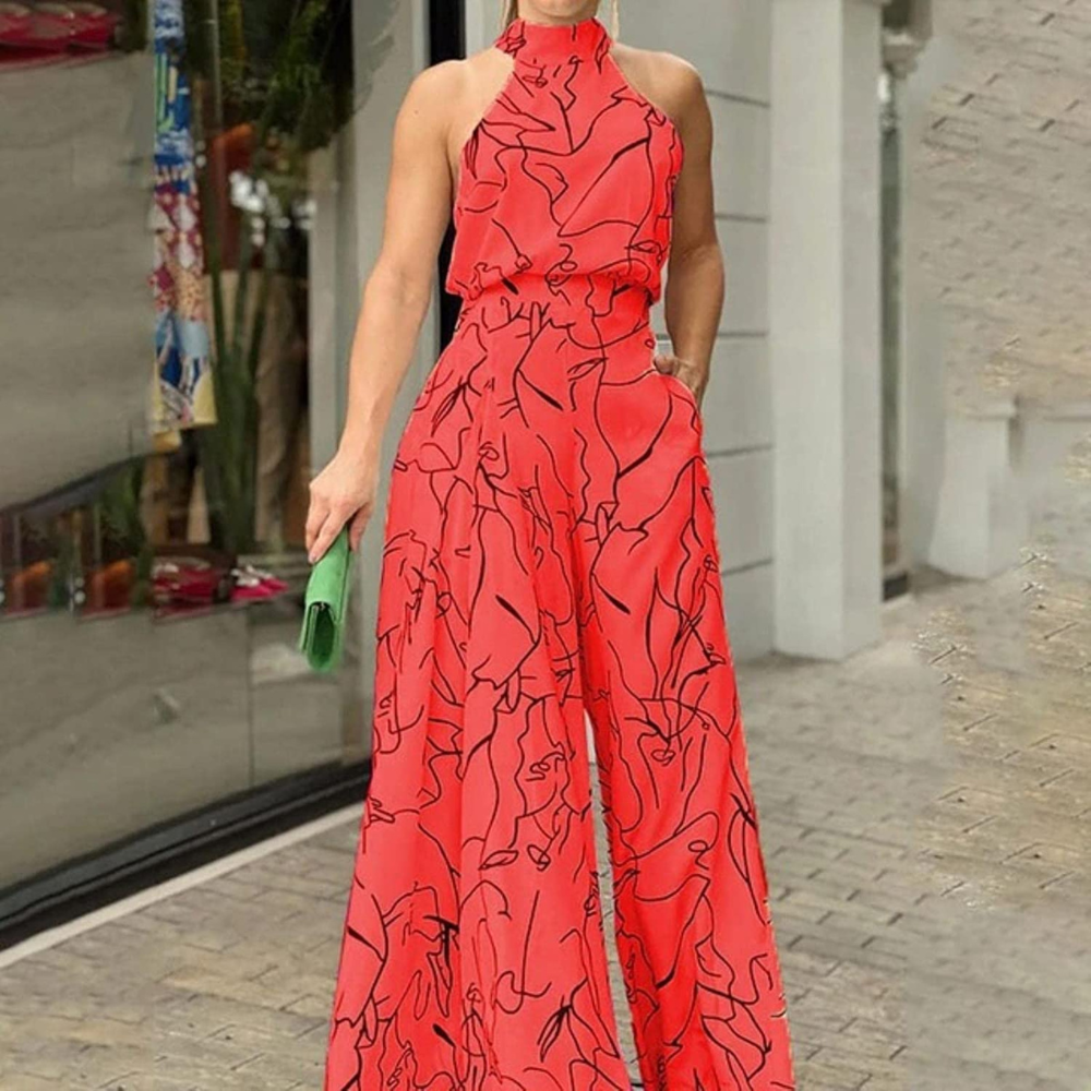Women's Jumpsuit | Sleeveless Linen Jumpsuit with Belt