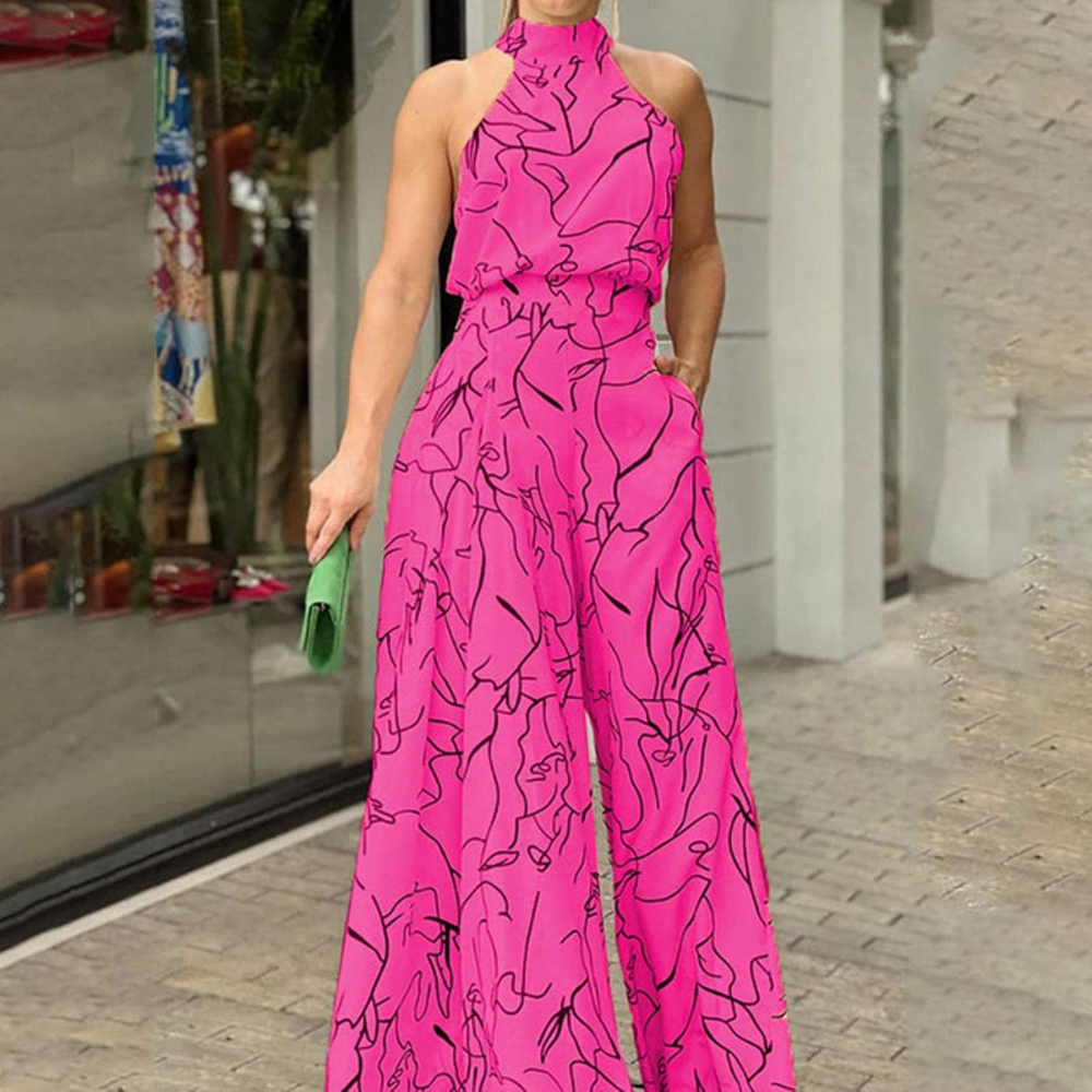 Women's Jumpsuit | Sleeveless Linen Jumpsuit with Belt