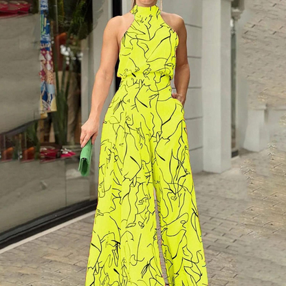 Women's Jumpsuit | Sleeveless Linen Jumpsuit with Belt