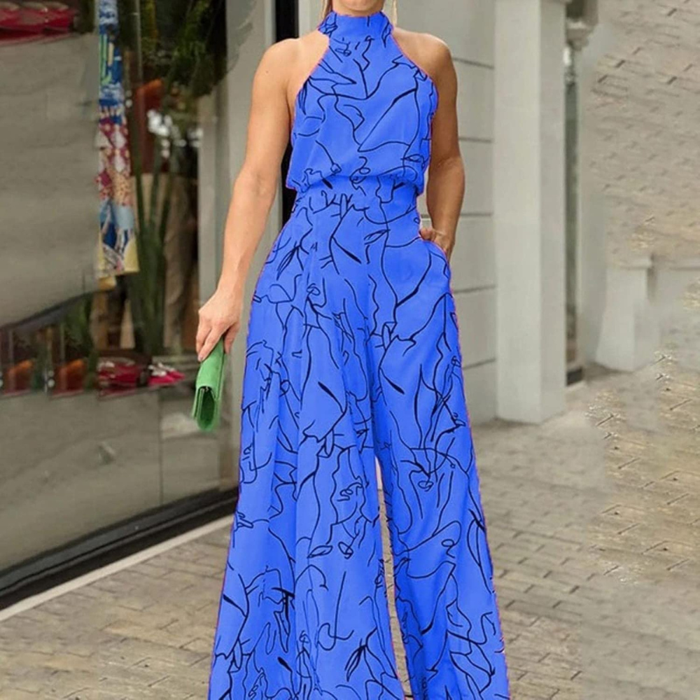 Women's Jumpsuit | Sleeveless Linen Jumpsuit with Belt