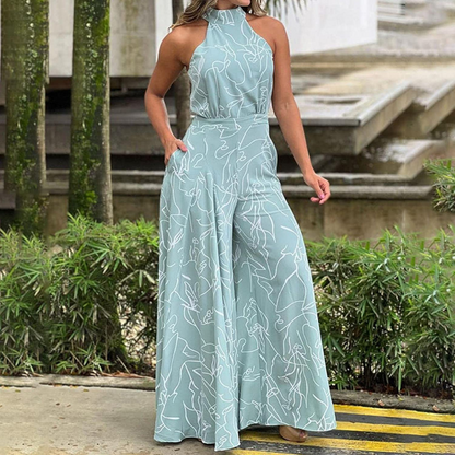 Women's Jumpsuit | Sleeveless Linen Jumpsuit with Belt