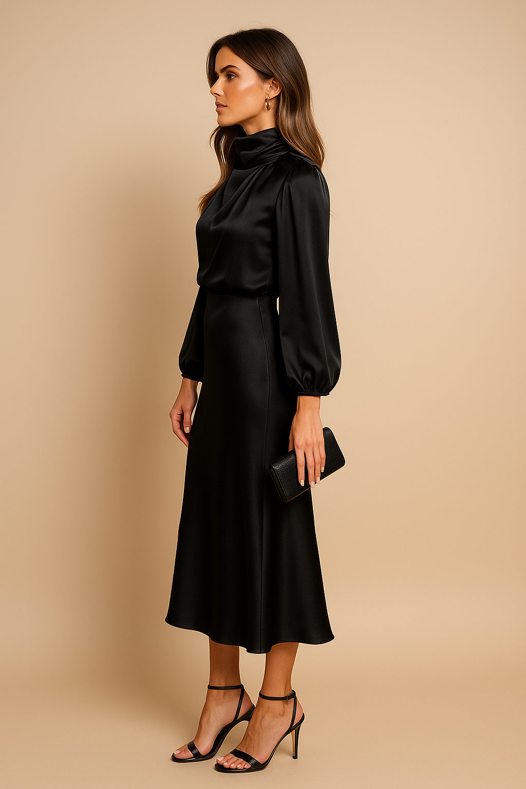 Midi Dress | High-Neck Cotton Midi Dress