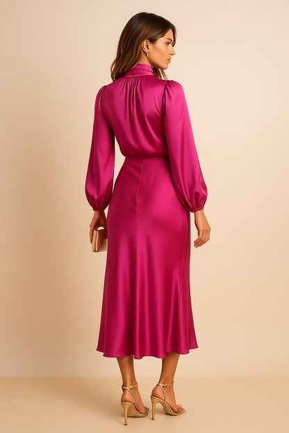 Midi Dress | High-Neck Cotton Midi Dress