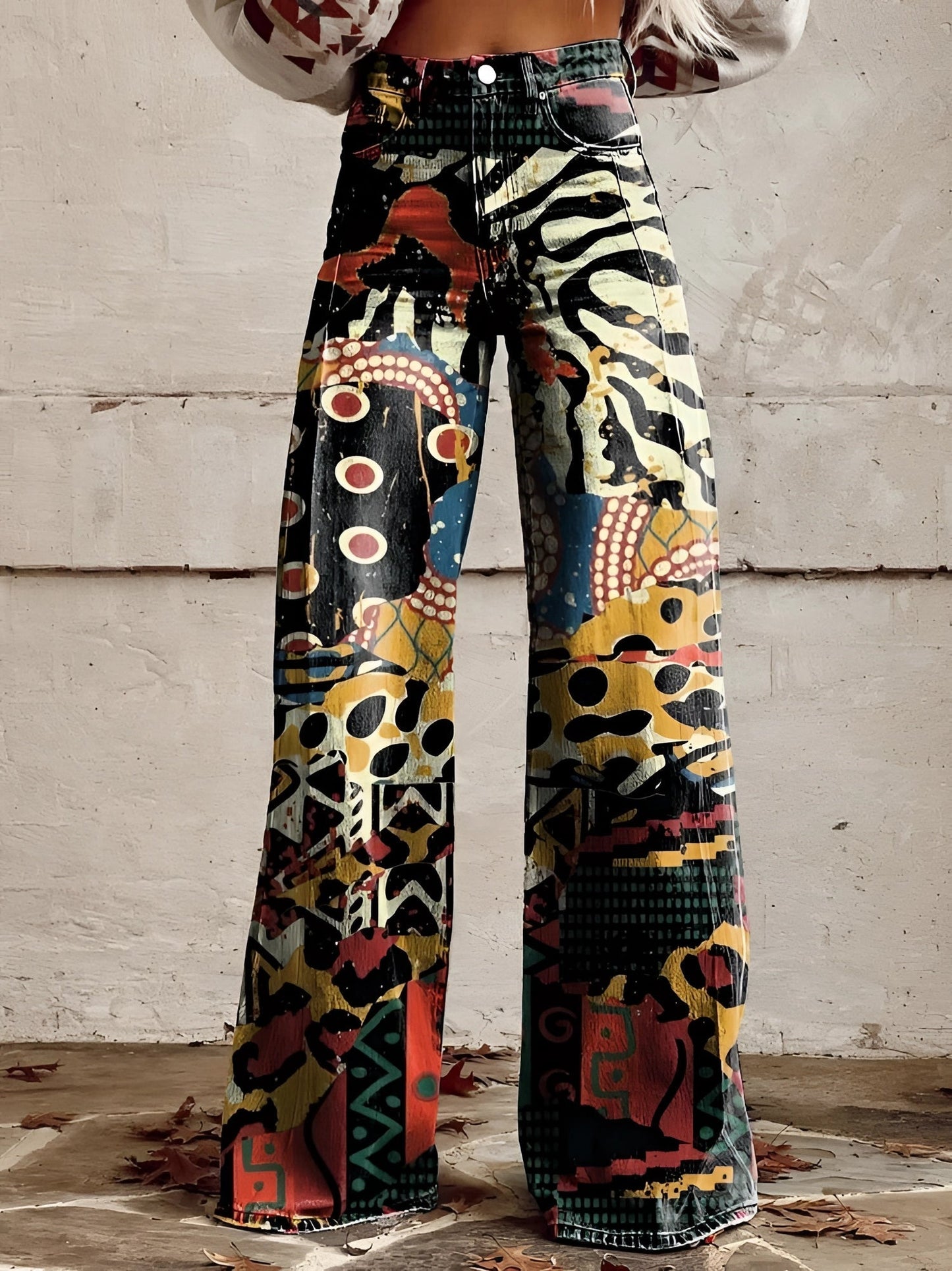 High Waist Wide Leg Jeans | Bold Floral Denim