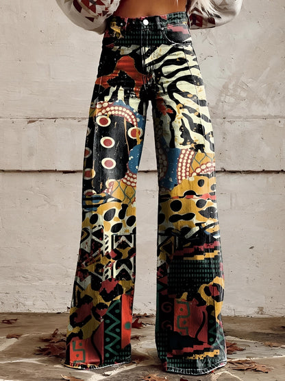 High Waist Wide Leg Jeans | Bold Floral Denim