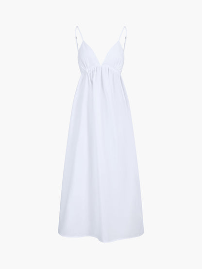 Women's Dress | Open-Back Cotton Midi Dress