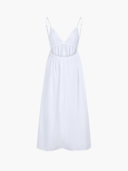 Women's Dress | Open-Back Cotton Midi Dress