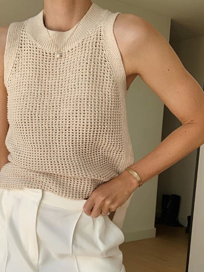 Women's Tank Top | Knit Cut-Out Sleeveless Top