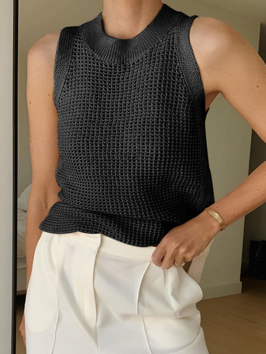 Women's Tank Top | Knit Cut-Out Sleeveless Top
