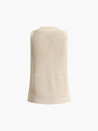 Women's Tank Top | Knit Cut-Out Sleeveless Top
