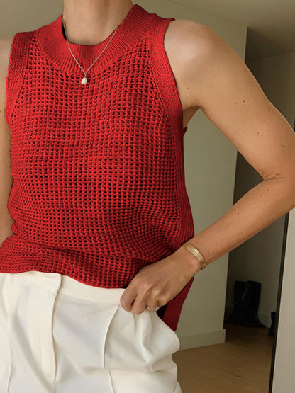 Women's Tank Top | Knit Cut-Out Sleeveless Top