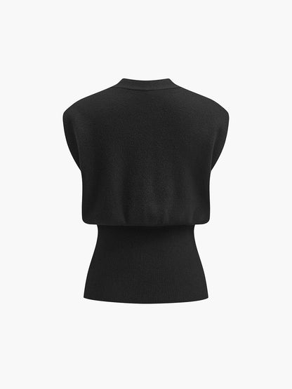 Women's Sweater Vest | V-Neck Buttoned Knit Vest