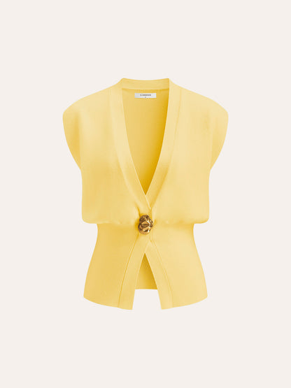 Women's Sweater Vest | V-Neck Buttoned Knit Vest