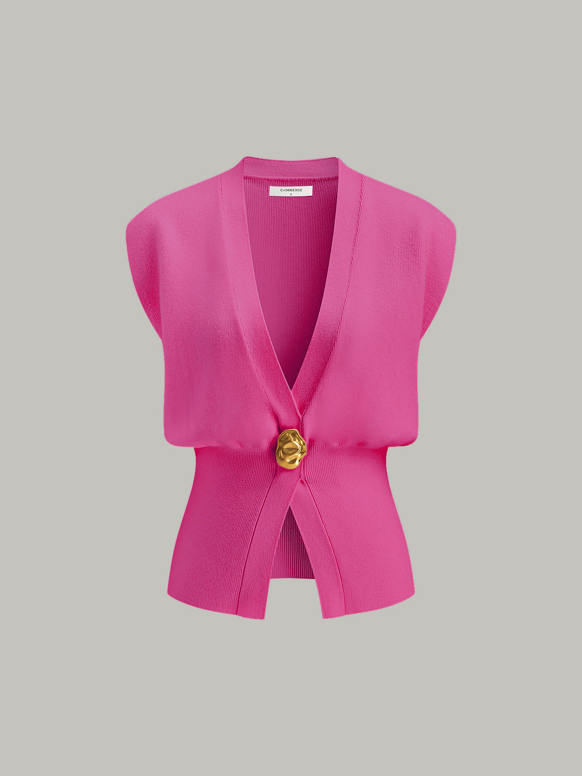 Women's Sweater Vest | V-Neck Buttoned Knit Vest