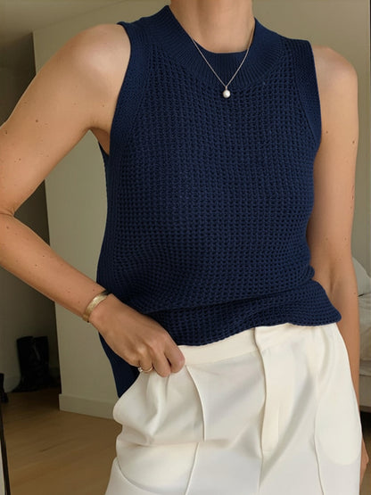 Women's Tank Top | Knit Cut-Out Sleeveless Top