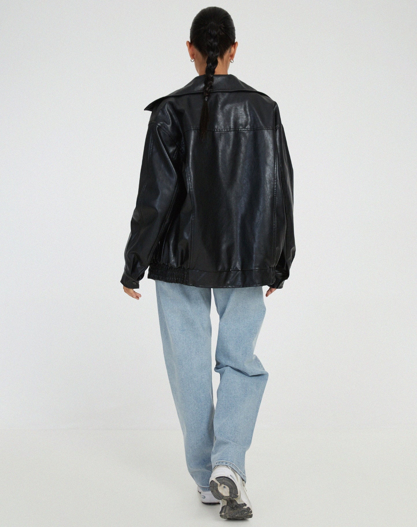 Faux Leather Jacket | Oversized PU Biker Jacket