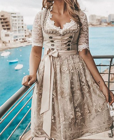 Dirndl Dress | Traditional Lace-Up Bodice Dress