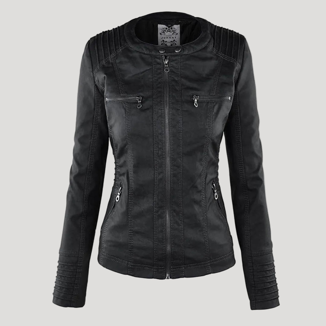 Faux Leather Jacket | Hooded Water-Resistant Jacket