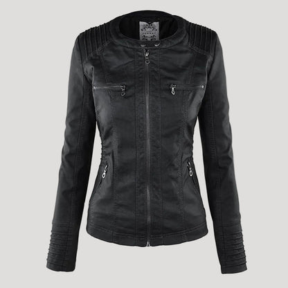 Faux Leather Jacket | Hooded Water-Resistant Jacket