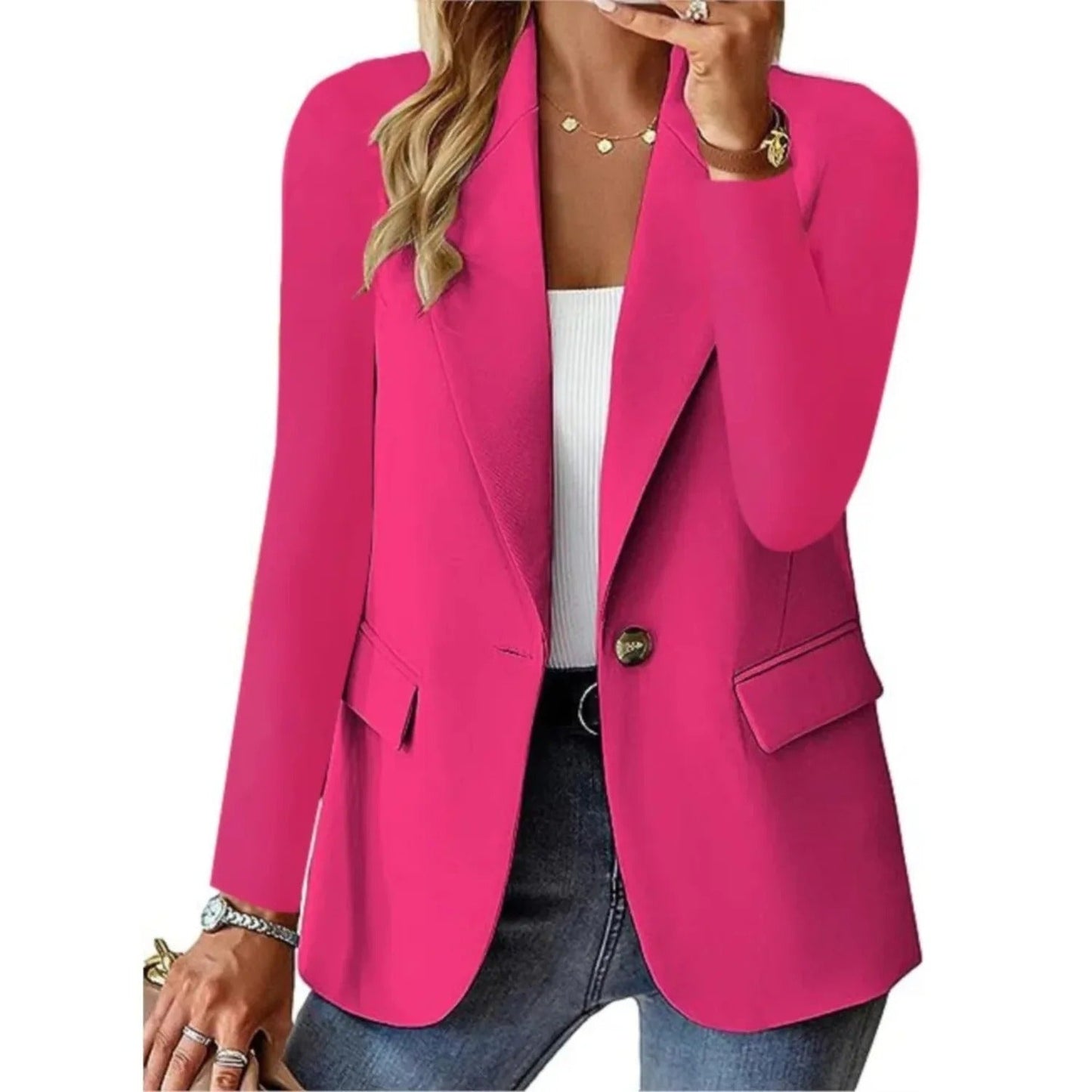 Linen Blazer Jacket | Relaxed Open Front Blazer
